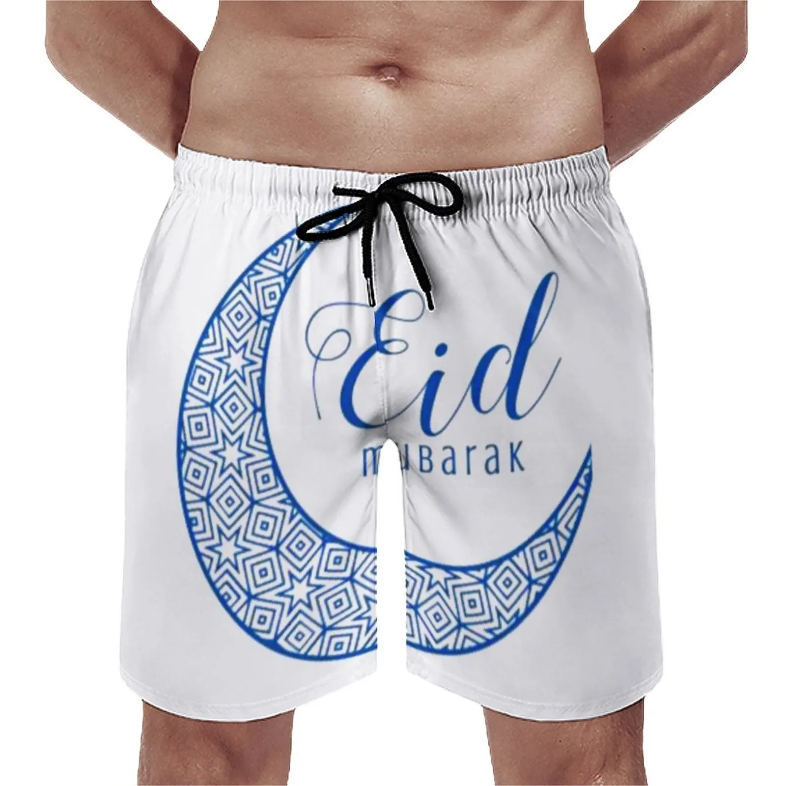 

Ramadan Kareem Eid Al Fitr Board Shorts High Quality Happy Eid Printing Board Short Pants Males Comfortable Swimming Trunks