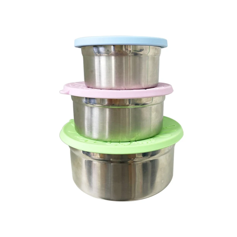 

Small Stackable Toddler Snack Containers For Kids (300/600/1100Ml), Leak-Proof Stainless Steel Containers With Lids