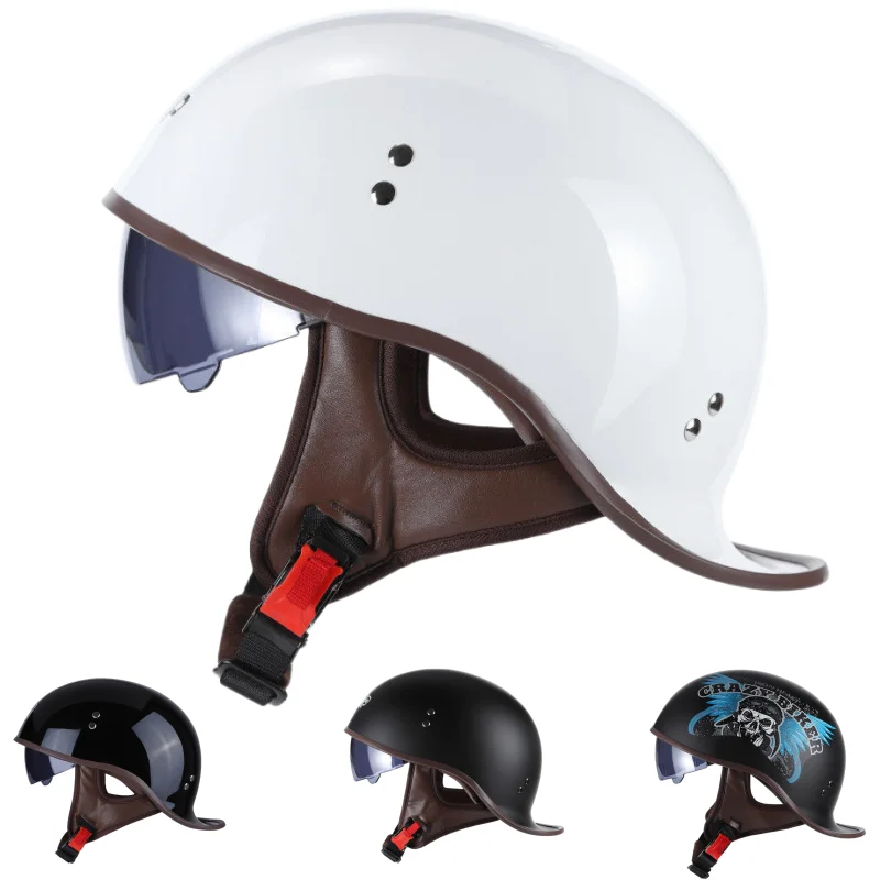 

Retro Motorcycle Helmet Scooter Vintage Half Face Biker Casco Moto Half Face Helmet for Men and Women Outside Use