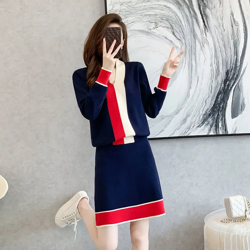 

Fashion Set Women 2023 Early Autumn Celebrity Little Fragrance Age Reducing Comfortable Sweater Knitted Two Piece Set Of Female