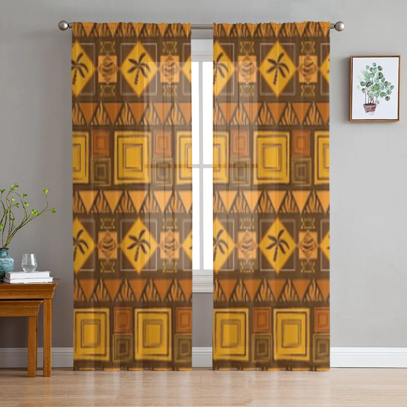 

African Background Tulle Sheer Curtains for Living Room Decoration Curtain for the Room Bedroom Kitchen Voile Organza Curtains