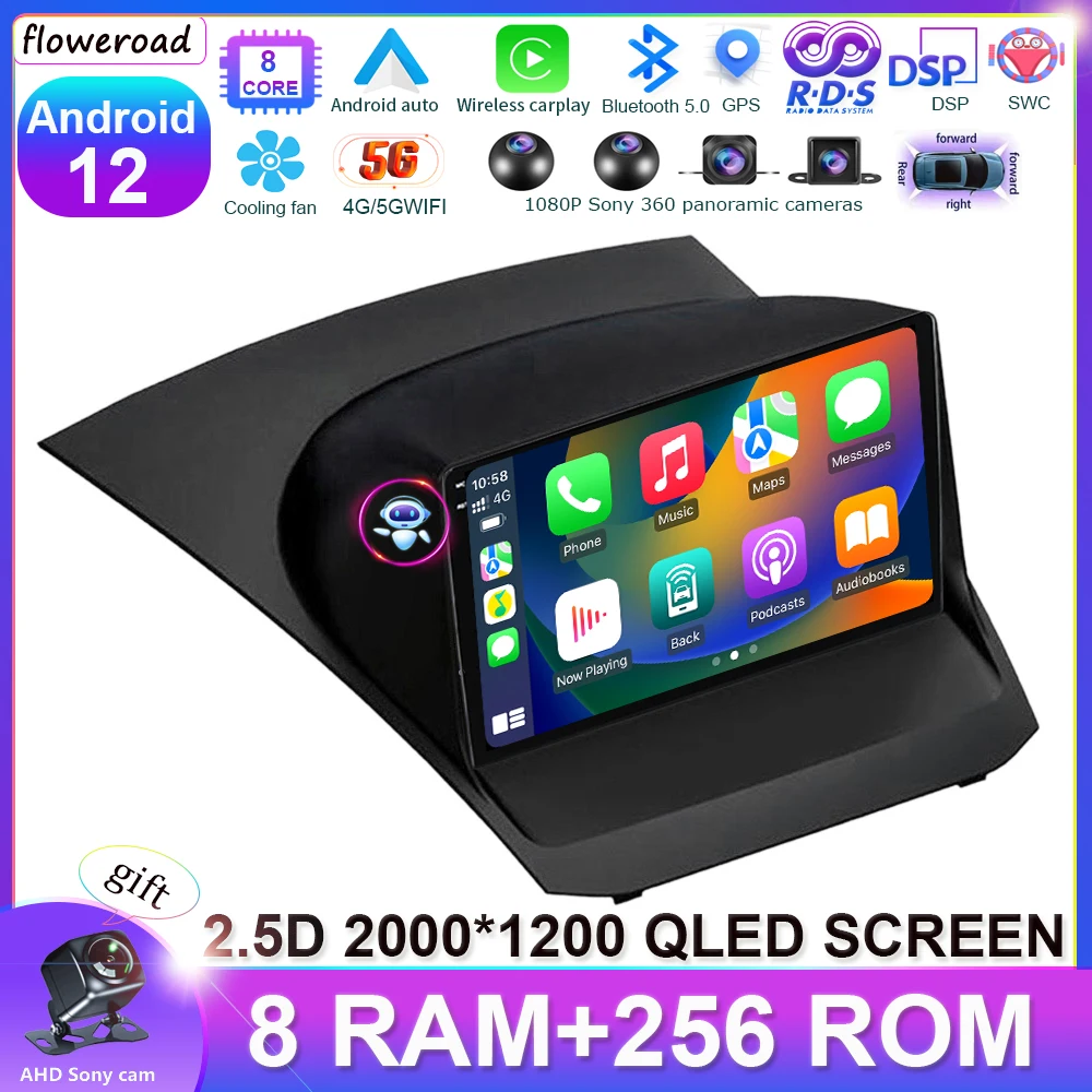 

For Ford Fiesta Mk 6 2009 - 2018 256G Android auto Carplay Android 12 Car Radio Stereo Multimedia Video GPS Navigation Player