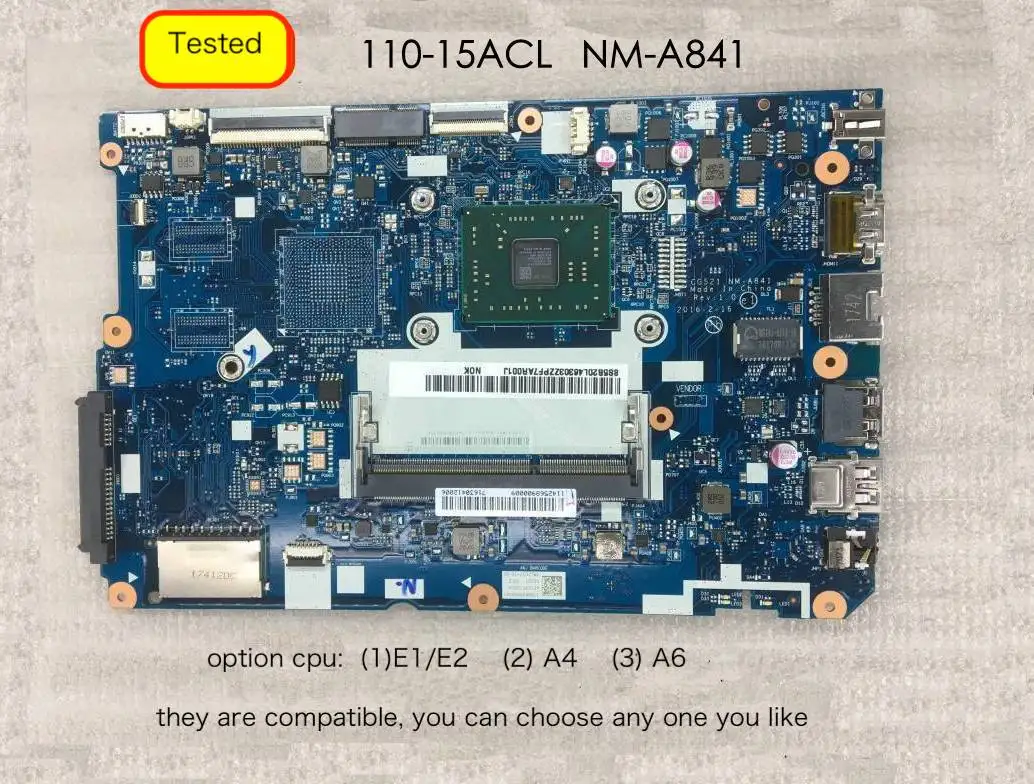 

CG521 NM-A841 For Lenovo Ideapad 110-15ACL Laptop pc Motherboard