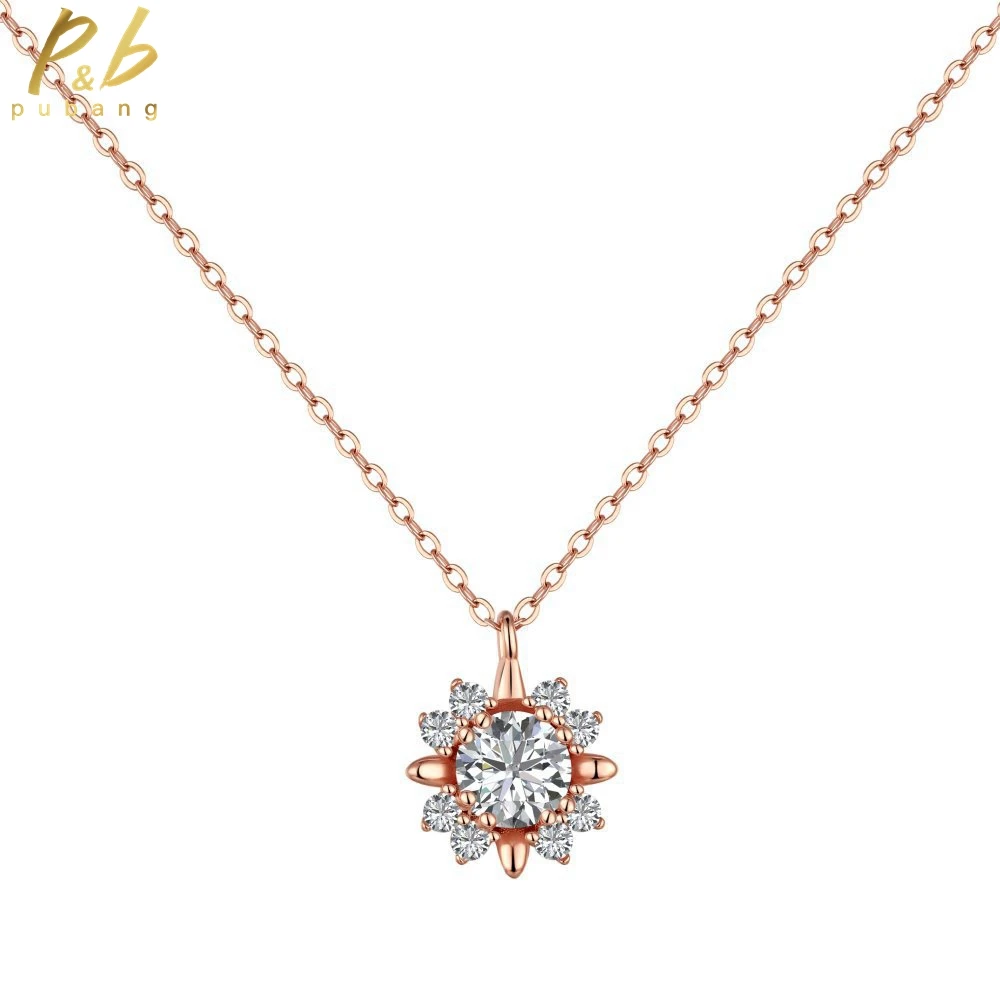 

PuBang for Women Anniversary Party Gift Created Moissanite Pendant Necklace Fine Jewelry Solid 925 Sterling Silver Drop Shipping