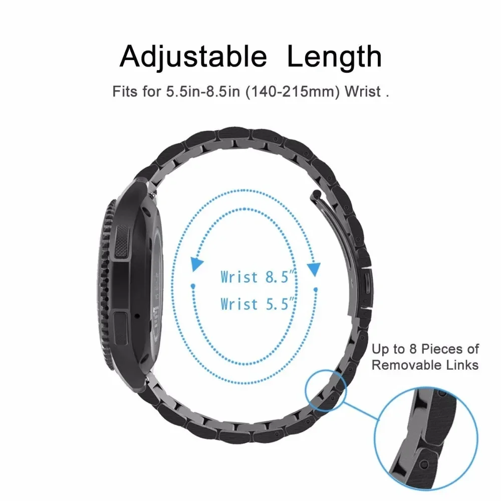 Фото Ремешок 20 мм/22 мм для Samsung Galaxy Watch 5/6/pro/4 44 мм 40 мм classic 47 46 мм 42 мм из нержавеющей стали Gear S3 active 2 amazfit Band №5