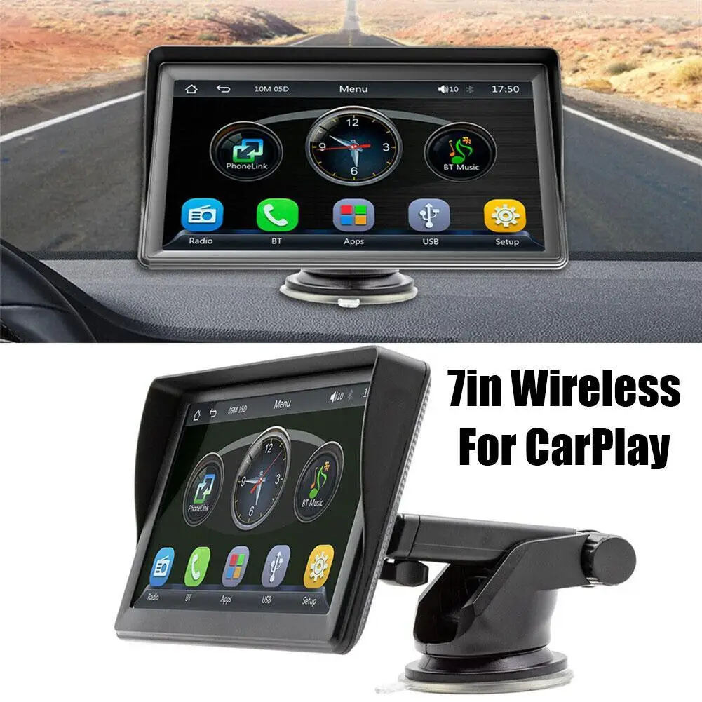 

7-дюймовая Беспроводная Автомагнитола carplay Android с автоэкраном, универсальный мультимедийный видеоплеер, громкая связь, Bluetooth, музыка