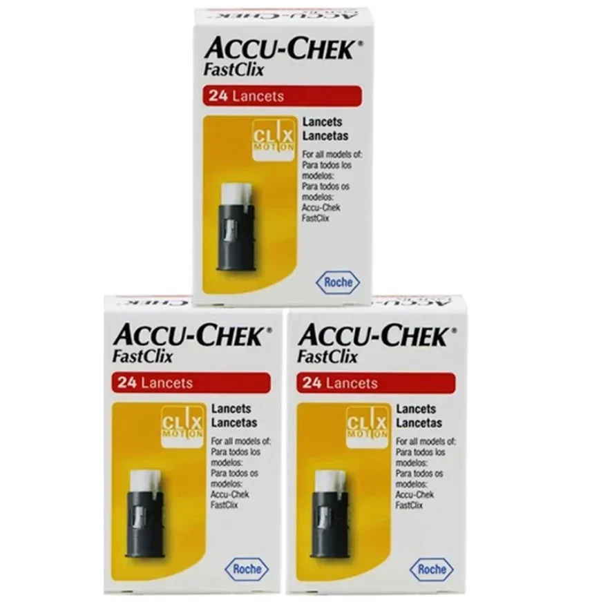 Фото Accu-Chek оригинальные импортные домашние медицинские мобильные тест-полоски для измерения уровня глюкозы в крови 50 шт. + фонари Fastclix №5
