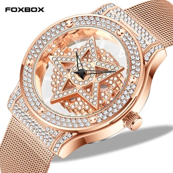 LIGE Hollow Women Watch Luxury Fashion Diamond Watch for Ladies Elegant Bracelet Wristwatch Stars-Face Quartz Waterproof Watches 1