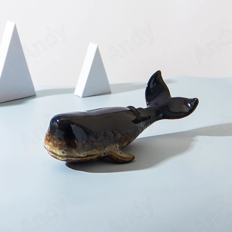 

Modern Ceramic Statue Creative Simulation Whale Bookcase Ornaments Living Room Desktop Animal Statuette European Home Decoration