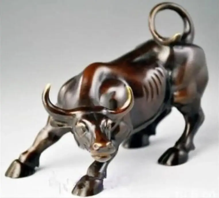 

Copper Satue Big Wall Street Bronze Fierce Bull OX Statue 12*8*8cm