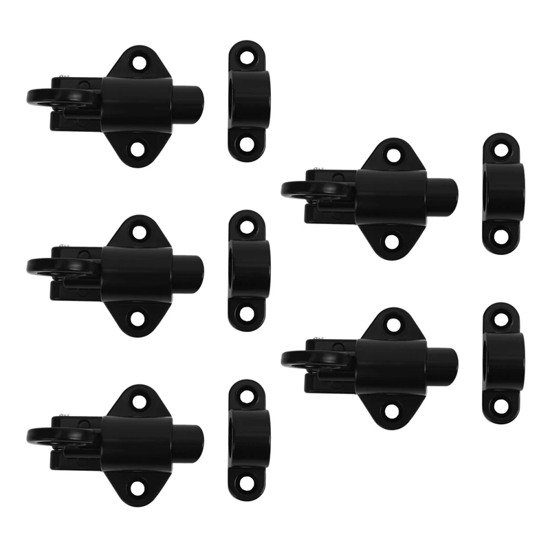 

5X Aluminum Alloy Security Automatic Window Gate Lock Spring Bounce Door Bolt Latch, Black