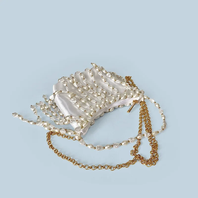 Женская вечерняя сумка ручной работы с жемчугом и бисером роскошный дизайн