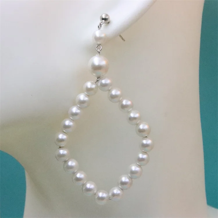 Женские серьги-гвоздики из серебра 100% пробы с жемчугом |