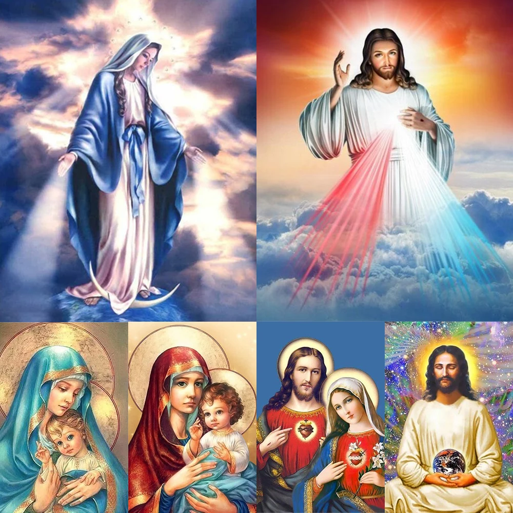 

5D DIY Diamond Painting Religious Diamond Mosaic Cross Stitch Full Round Diamond Embroidery Home Decoration Wall Pendant