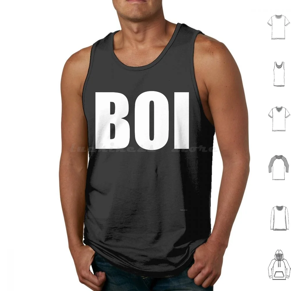 

Boi Tank Tops Vest Sleeveless Graphic Grind Black White Goth Death Doom Metal Punk Alternative Nihilism Cool Post Weird Hate