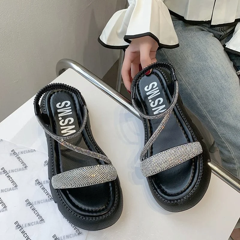 

Chunky Platform Women Shoes 2022 New Spring Autumn Open Toe Sandals Casual Beach Slides Designer Slippers Chain Flip Flops 44