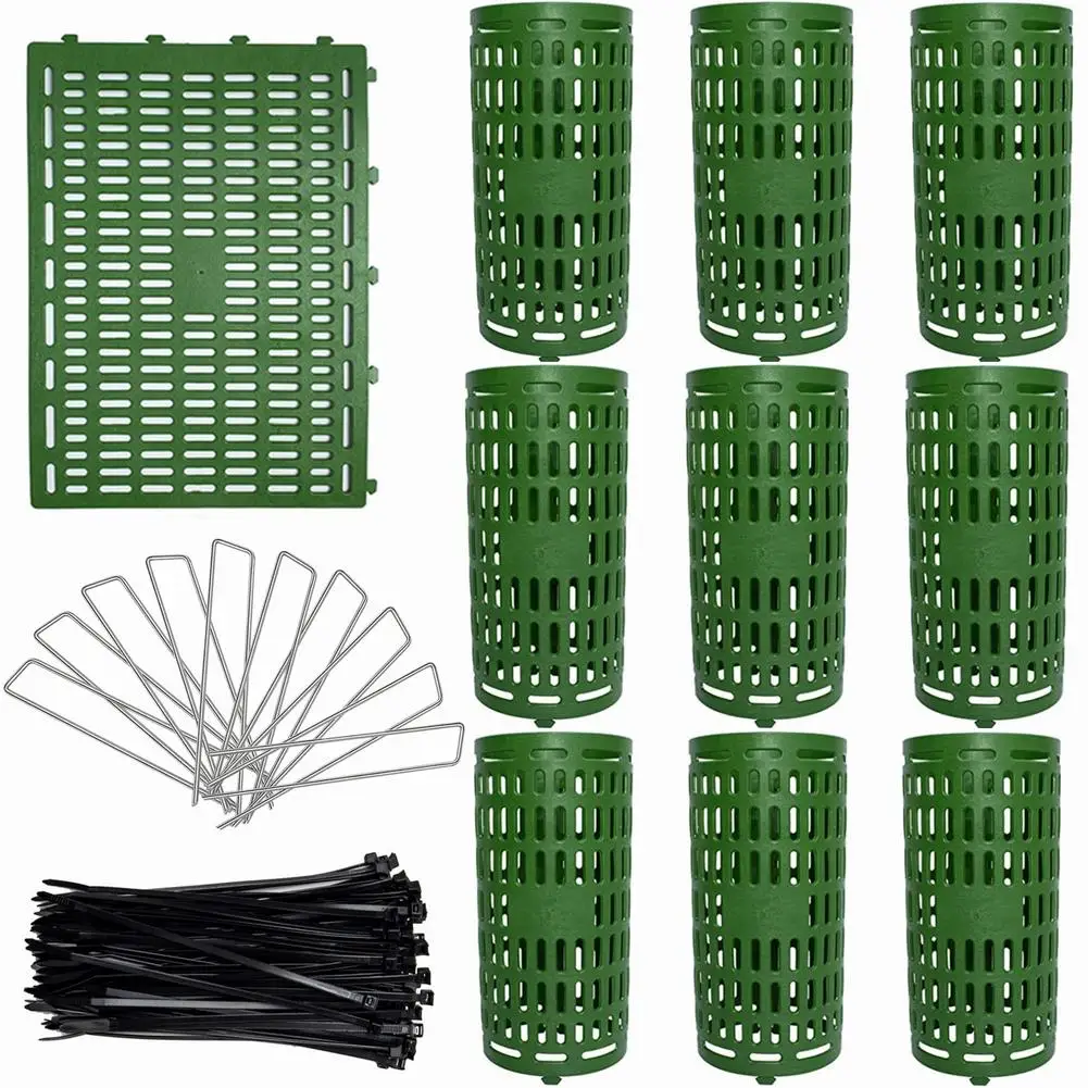 10pcs Tree Trunk Protector With Cable Ties U-shaped Ground Pegs Adjustable Mesh Plant Covers For Seedlings Saplings