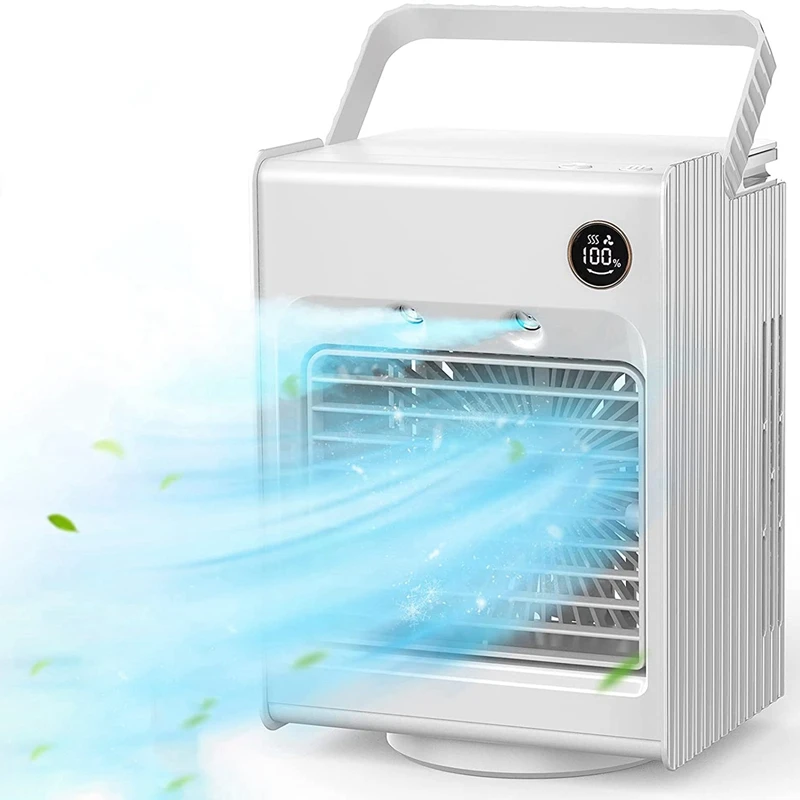 

Портативный вентилятор кондиционера, 3-скоростной персональный настольный вентилятор, мини испарительный охладитель с ручкой