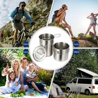outdoor 2 piece pot 304 steel folding two piece cup mountaineering set bowl travel camping portable water cup j8k9