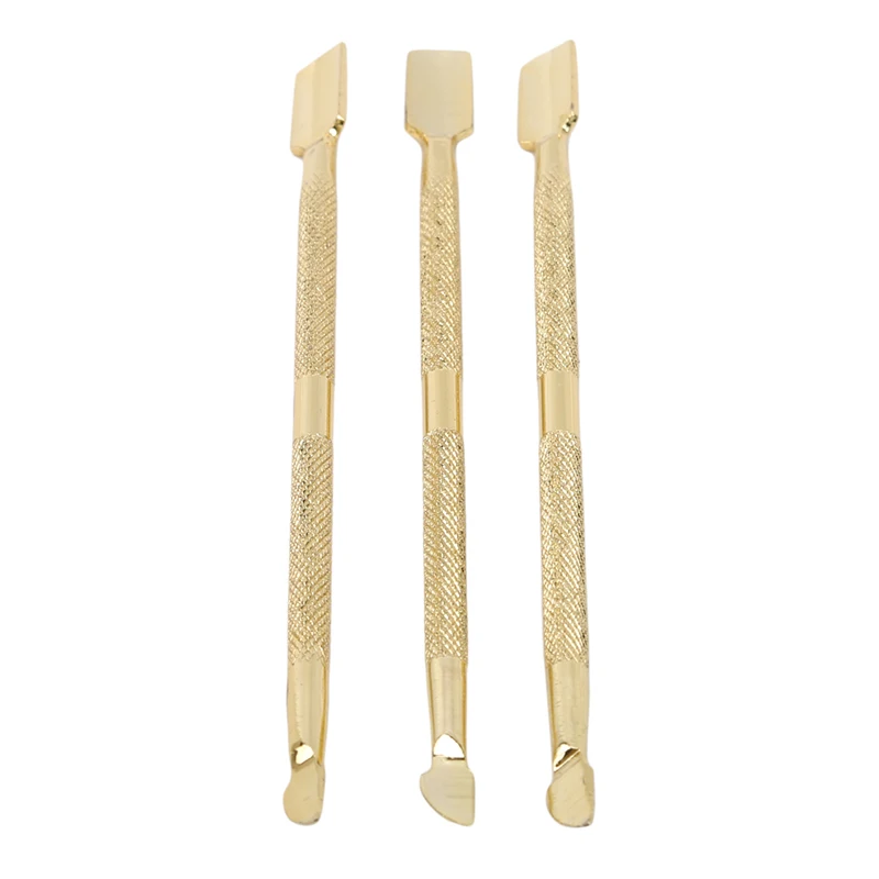 

3Pcs/Set Gold Rvs Cuticle Pusher Nail Art Pedicure Manicure Metal Pedicure Nail Art Tool Remover Nail Pusher Gereedschap