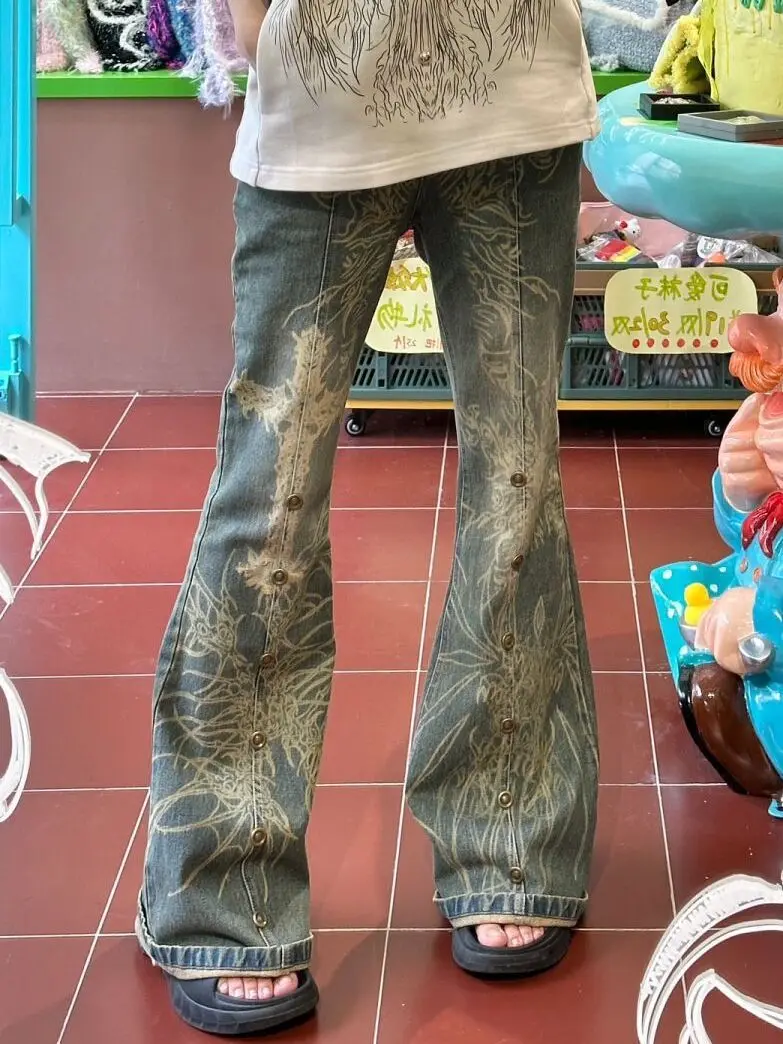 

Y2K винтажные Женские повседневные строгие брюки в Корейском стиле, прямые брюки в эстетике, джинсы с широкими штанинами, брюки из денима, одежда