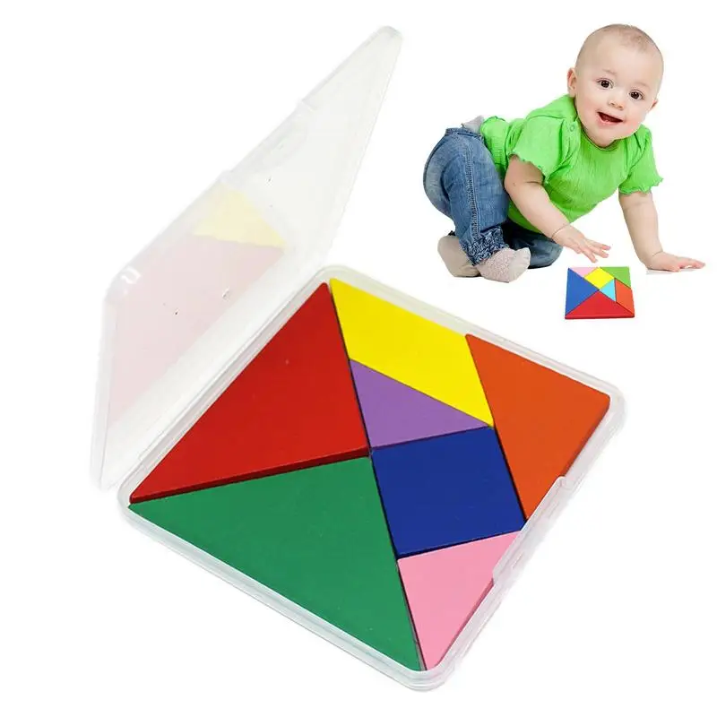 

Tangram Puzzle Wooden Block Puzzles For Toddlers Child Educational Wood Tangrams Set With 7 Colored Blocks Fun Montessori Brain