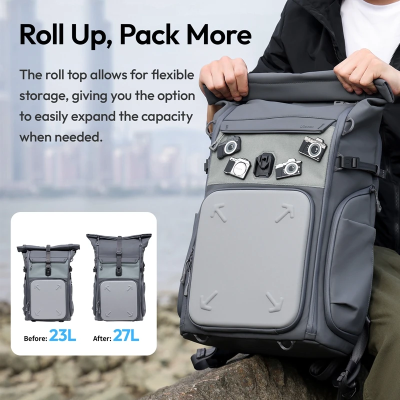 Ulanzi BP04 23L-27L Рюкзак с твердым корпусом для камеры путешествий на открытом воздухе