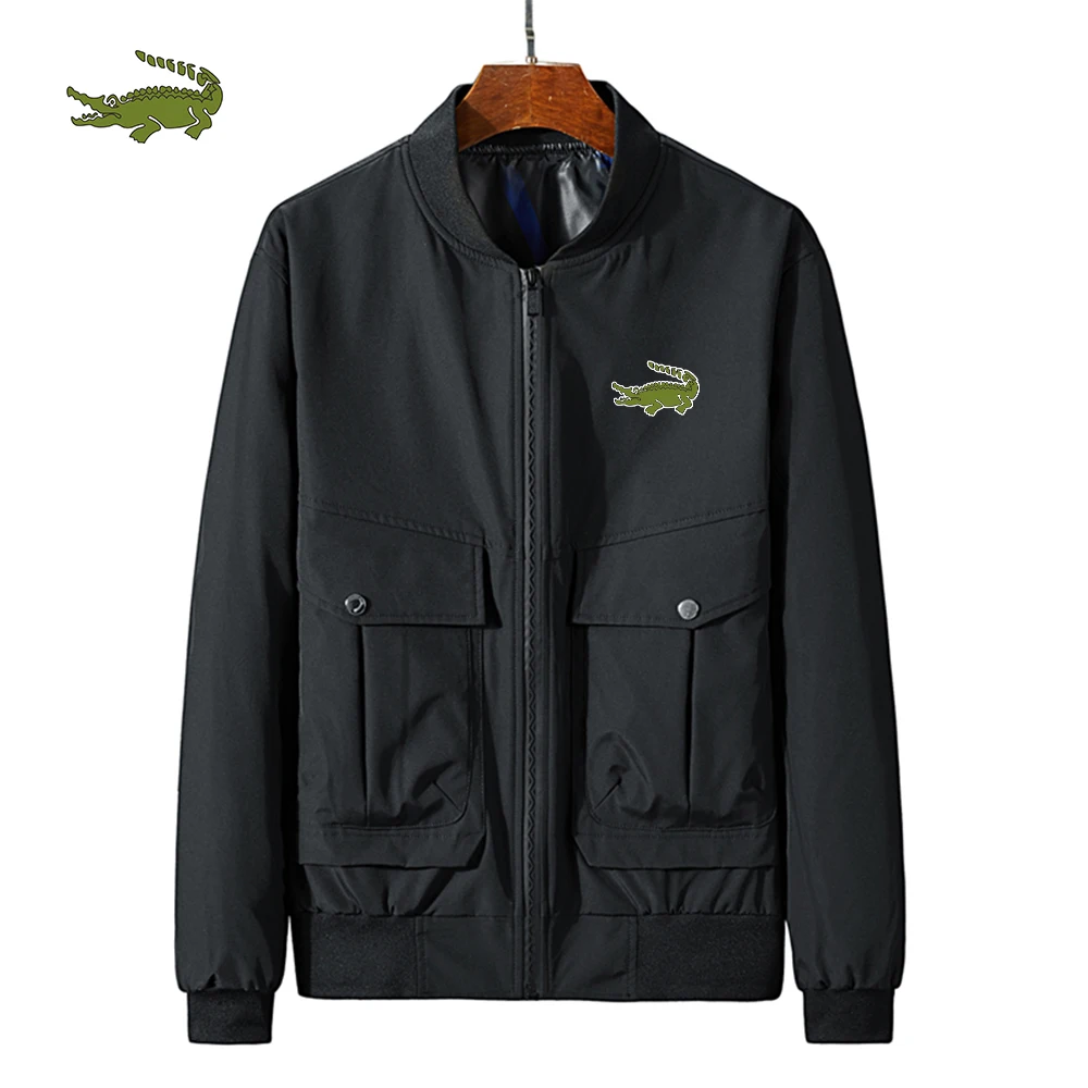 

Cartelo Zipper Jacket Men's Business Fashion Jacket Stand Collar Print Casual Zipper Jacket Large Pocket Outdoor Track Jacket