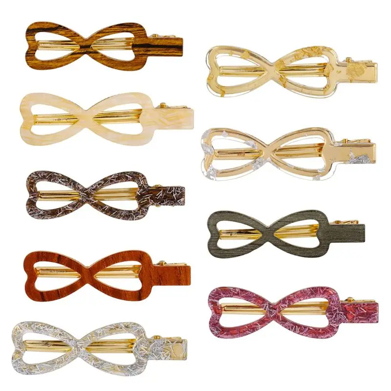 

L5YA Japanese Sweet Girls Acetate Hair Clip Hollow Out Heart Bowknot Shape Women Hair