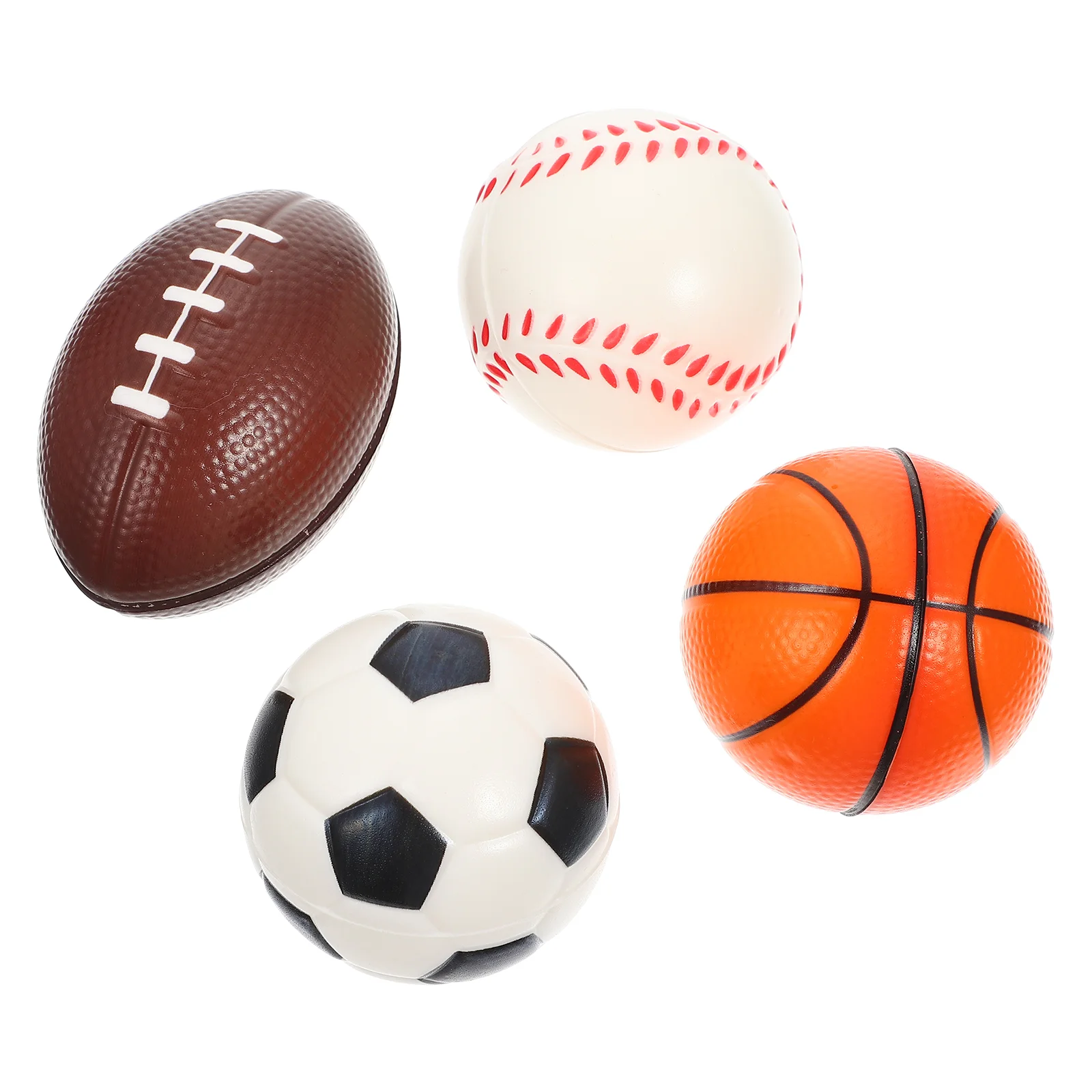 

4Pcs Stress Relief Balls Toys Sports Balls Design Squeeze Toys Elastic Balls Toys for Home Office