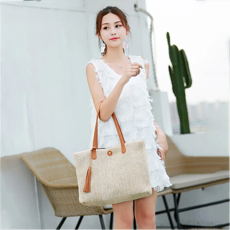 

Handbag Women's Bag Ladies Shoulder Straw Bucket Bags Large Capacity