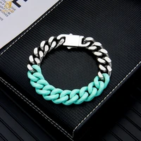 trend paint color matching stainless steel cuban bracelet ins jewelry niche hip hop titanium steel bracelet men