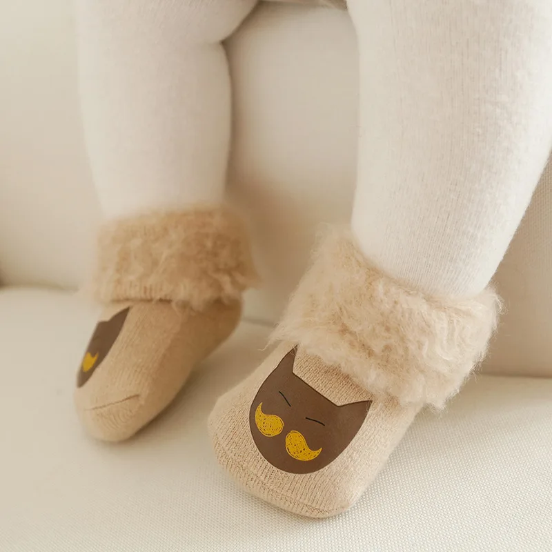 3Pairs Autumn Winter Socks for Infant Baby Boys girls Cute Cartoon Newborn Calf Sock Thicken Fleece Warm Toddler Sock Baby Stuff