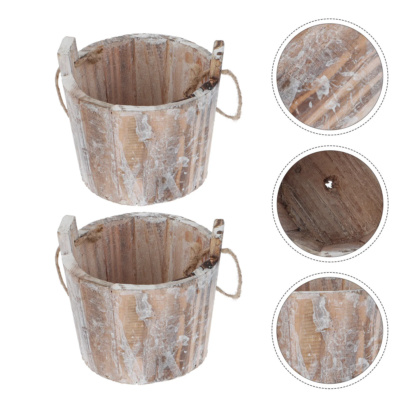 

2 Pcs Wooden Flower Pot Bucket Strawberry Decor Flowerpot Strawberry Decors Decorative Succulent Handmade Hanging Decorate