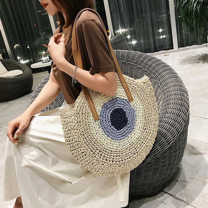 

Straw Woven Bag Women 's Woven Bag 2021 New Large Capacity Fashion All -Match Large Shoulder Bag Vacation Beach Bag