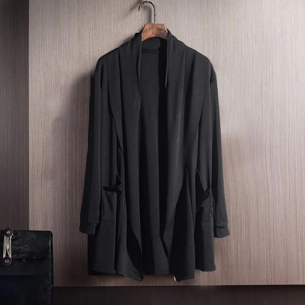 

Popular Men Cardigan Loose Autumn Cardigan Coat Open Stitch Lapel Cloak Coat