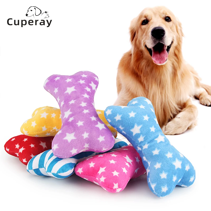 

2pcs Dog Bite Toy Bone Shape Cute Strip Plush Pet Dog Sound Squeakers Squeaky Toy for Puppy Molar Chew Funny Toys Random Color