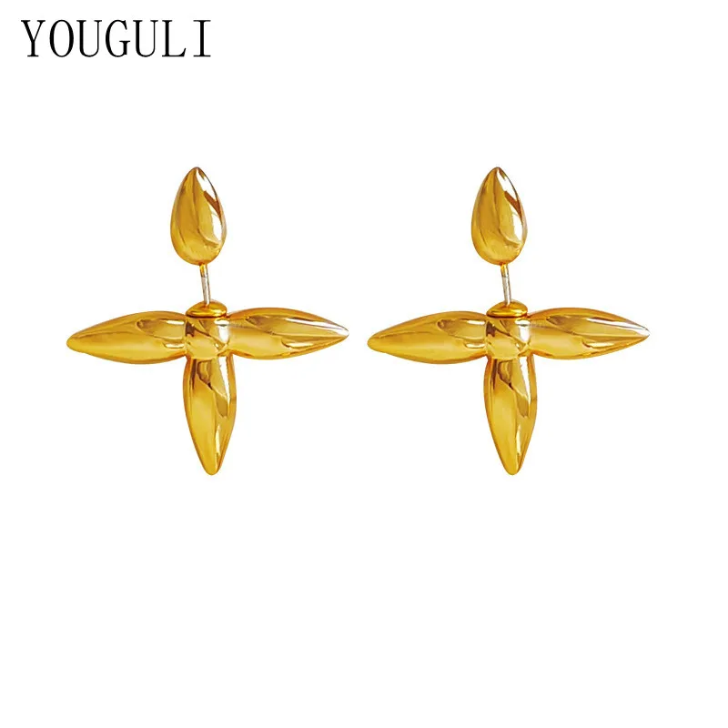 

S925 needle Trendy Jewelry Stud Earrings 2021 New Trend Hot Sale Thick Plated Golden Silvery Color Metal Earrings Women Gifts