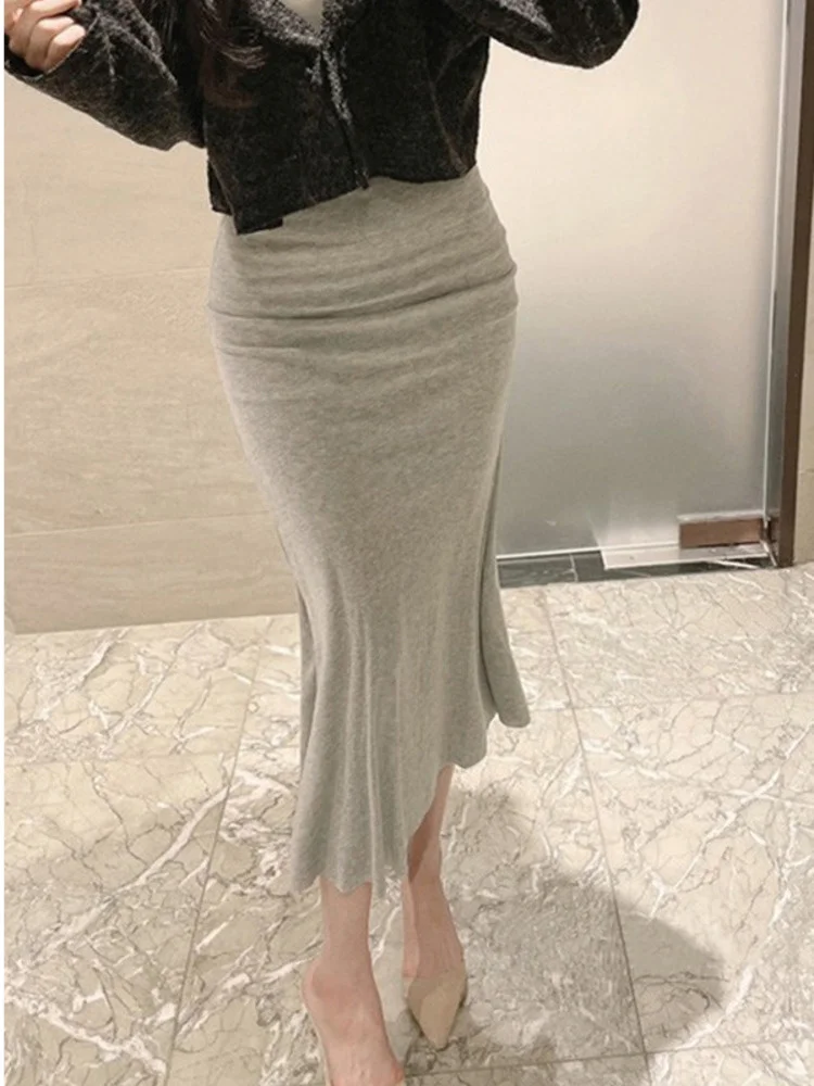 

Женская облегающая юбка-годе с высокой талией и оборками