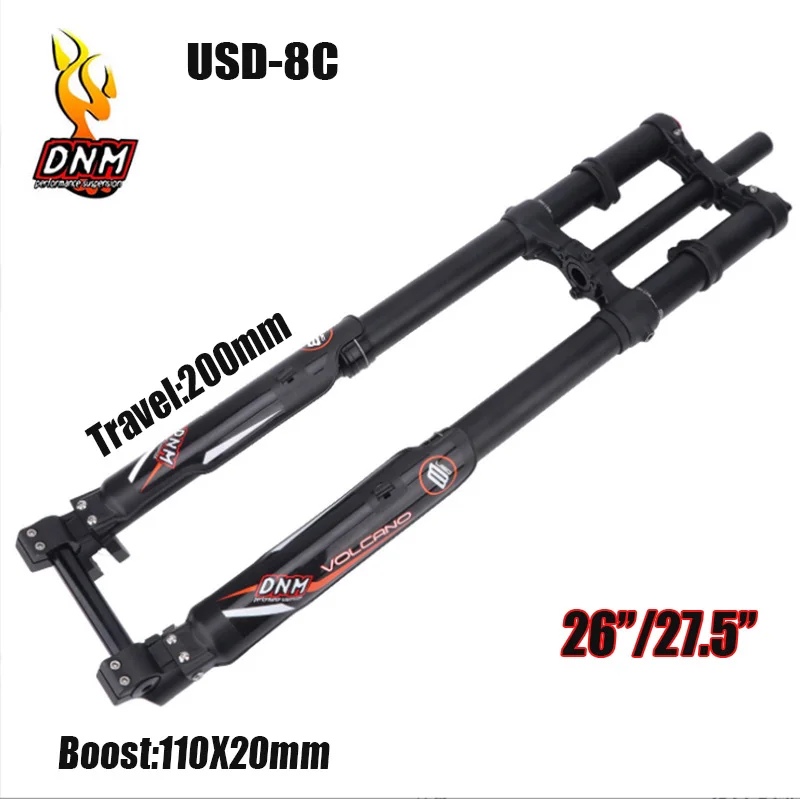DNM Bicycle Double Shoulder Fork USD-8C DH FR 110X20 Boost Air Suspension 26 27.5 Travel 200mm Downhill High Quality