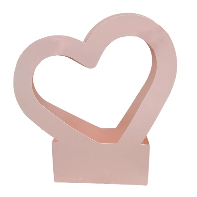 

Hollow Love Heart Shaped Paper Flower Box with Handle Gift Packaging Box for Mother's Day Teachers' Day Wedding Flowers