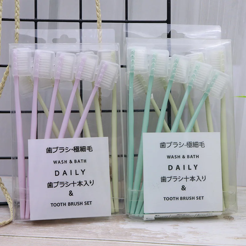 

10PC/set Adult Soft Bristle Toothbrush Adult Home Soft Bristle Toothbrush Adult Small Head Toothbrush with Sheath Wholesale