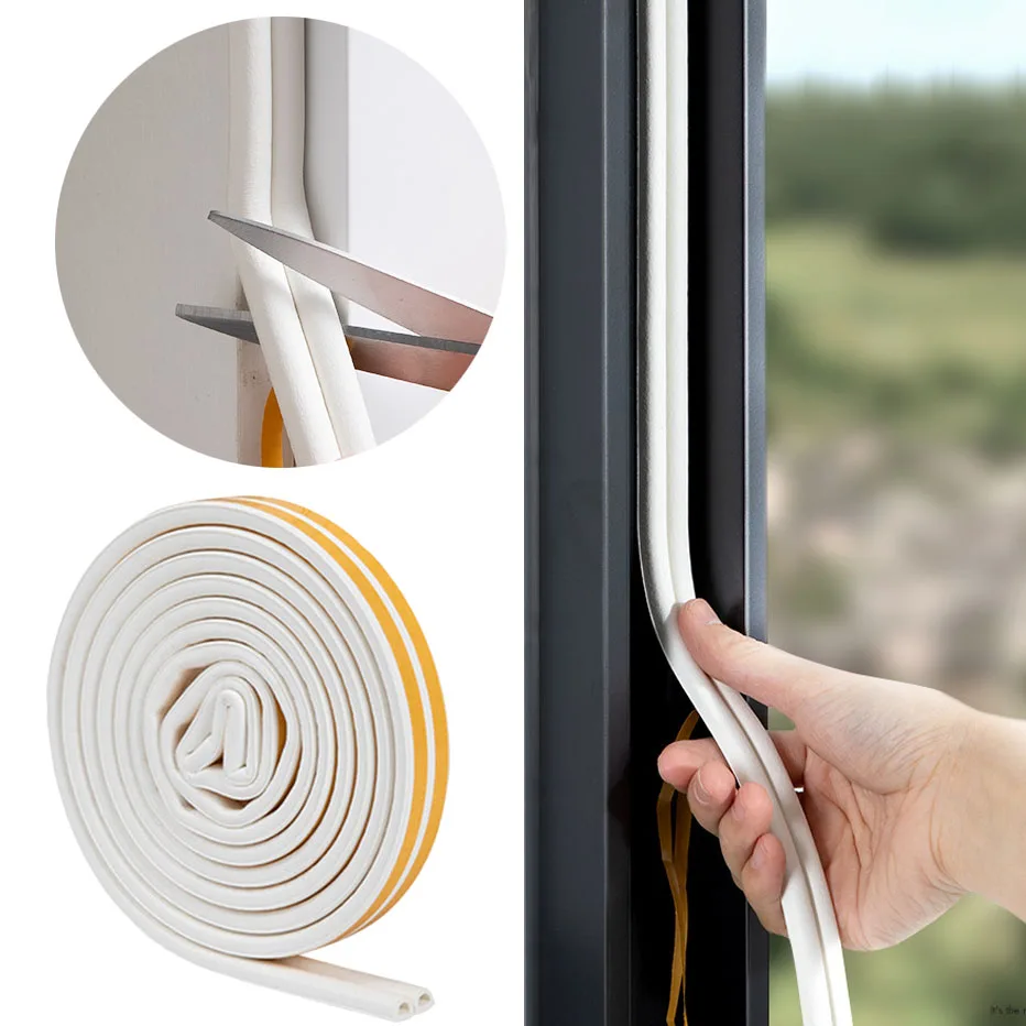 

5M Door and Window Sealing Strip Self Adhesive Foam Seal Tape Window Insulation Weather Stripping Weatherstrip Seal for Gaps