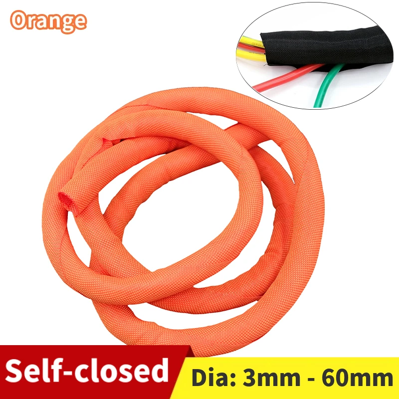 

Самозакрывающийся ПЭТ Расширяемый плетеный рукав Самозакрывающийся органайзер для линий Изолированная упаковка Оранжевый Самозакрывающийся рукав Защита кабеля