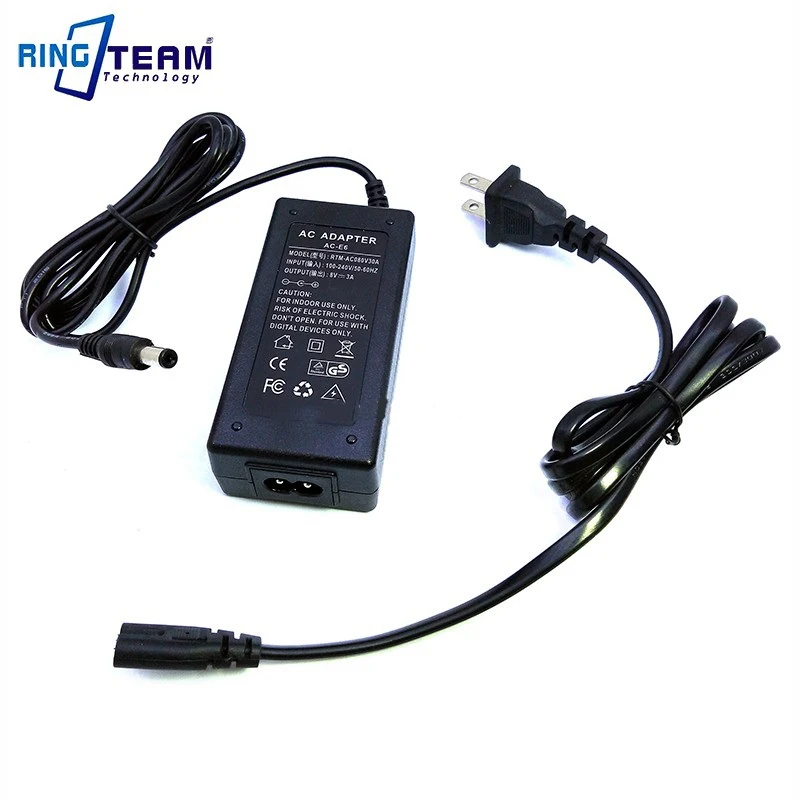 8V 4A Power AC Adapter AC-E6 ACE6 for Canon DC Coupler DR-E6 Compose of ACK-E6 Kits for Camera / Light / Monitor