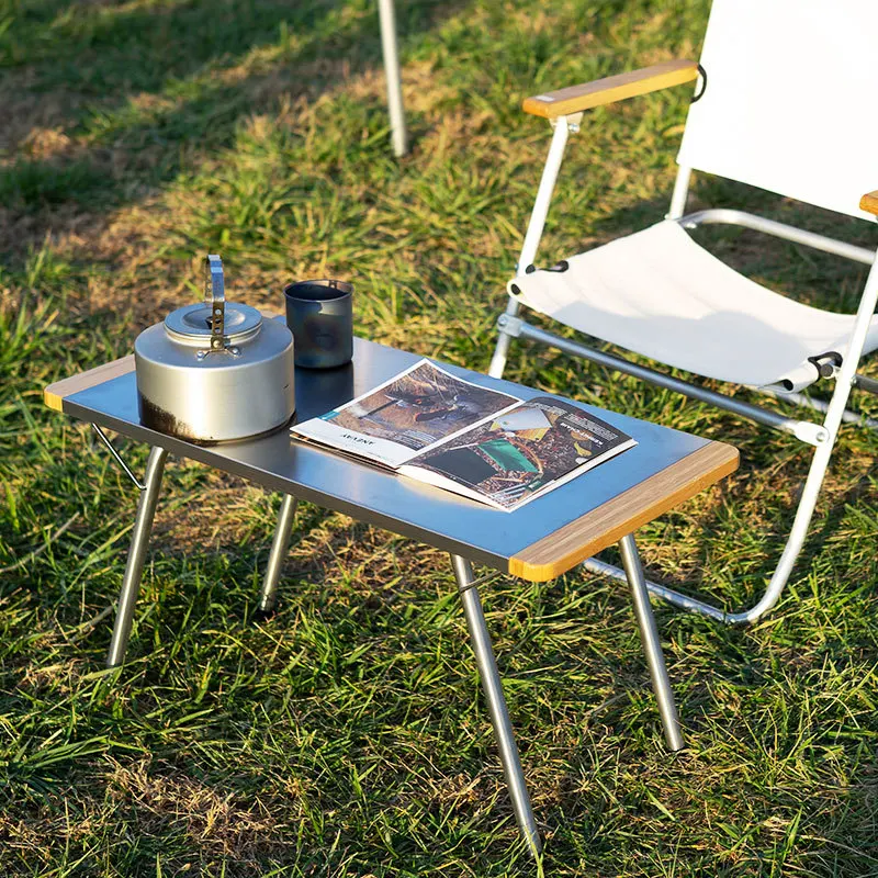 

HCLDJM stainless steel Folding Table Portable with Carry Bag BBQ Stable Frame for Outdoor Camping