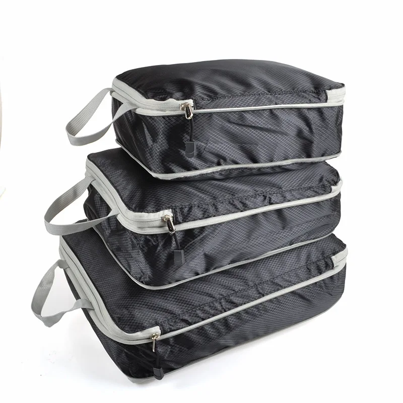 

3pcs Set Travel storage organizer Bag Suitcase LuggageZipper Foldable Compression Packing Cubes for Clothes Shoes Accessories