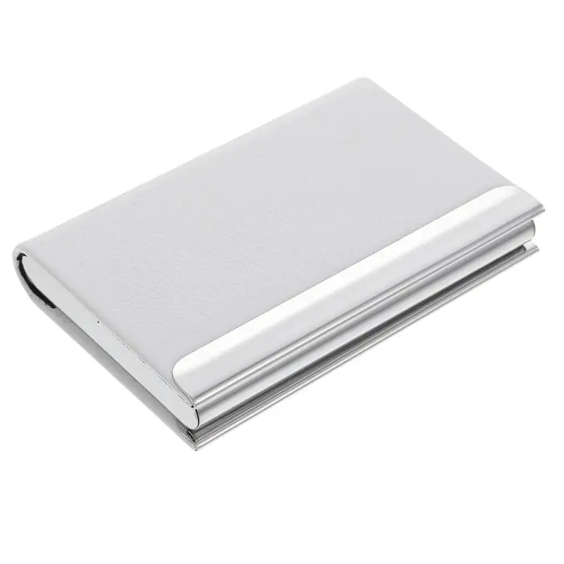 

Business Card Holder Credit Card Wallet Leather Stainless Steel Name Card Holder