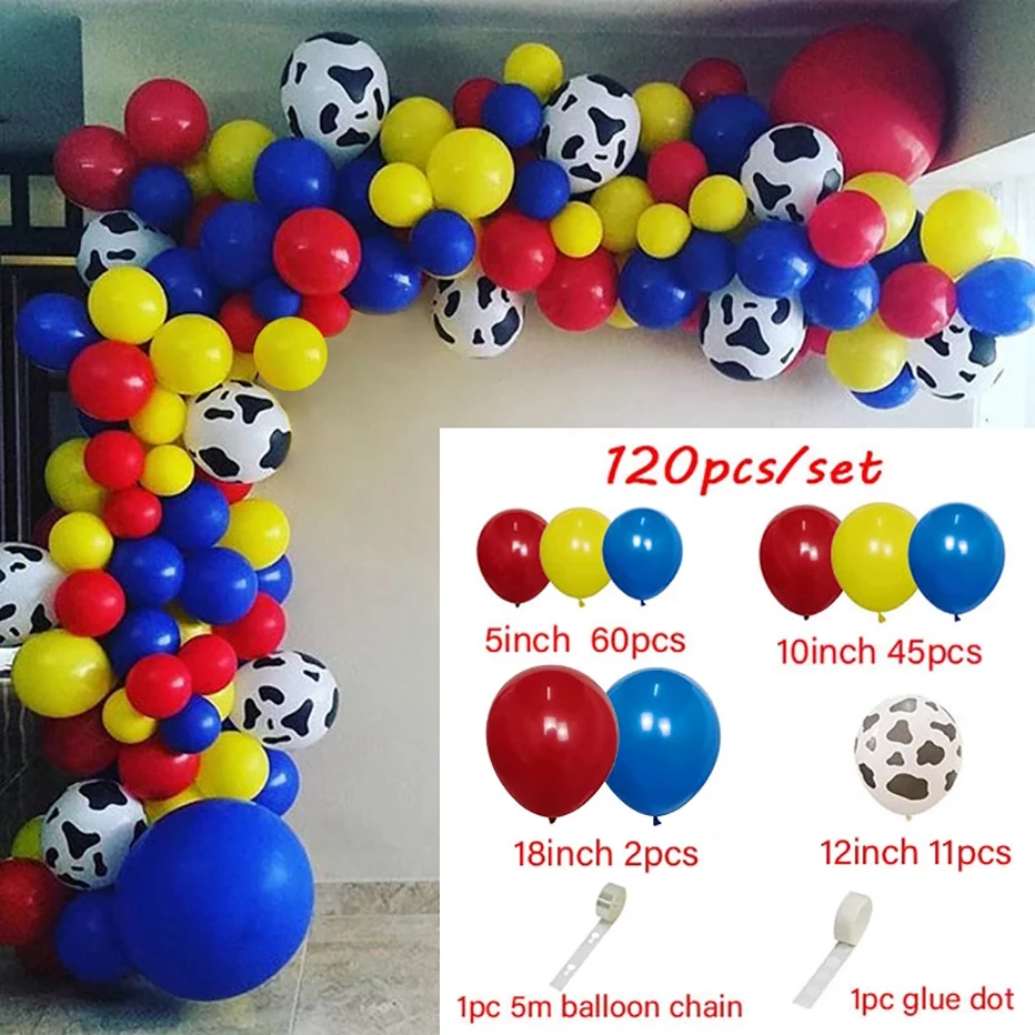 120 шт. красные синие коровы латексные воздушные шары цепочка для детского душа