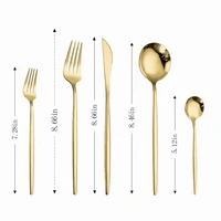 gold full tableware stainless steel kitchen utensils cutlery spoon fork knife set mirror dinnerware travel flatware dropshipping